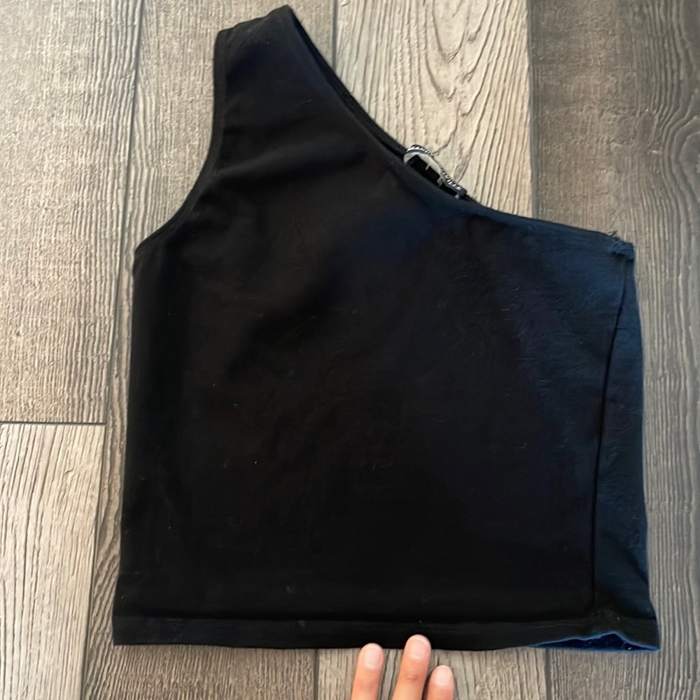 Black One Side Top cropped